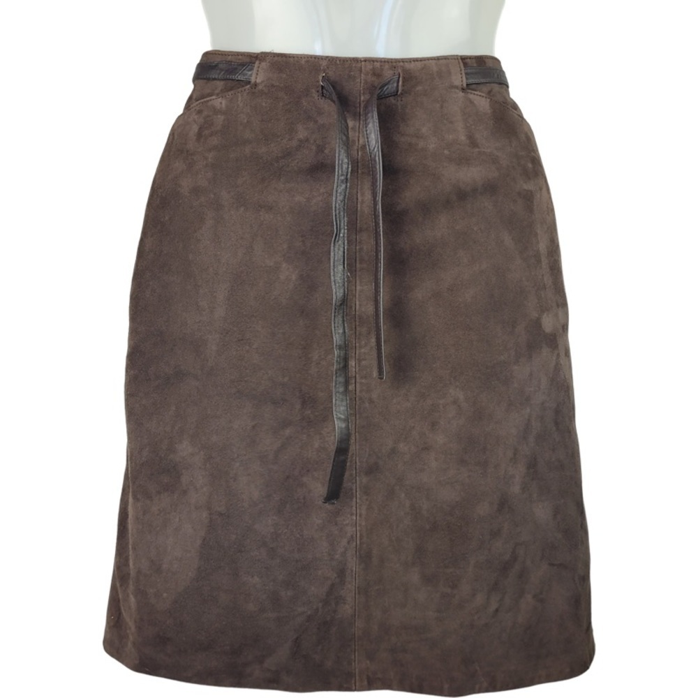 ✅ INC International Concept Woman’s brown genuine suede leather skirt size 6
